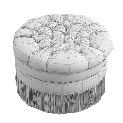 Round tufted ottoman — View 4