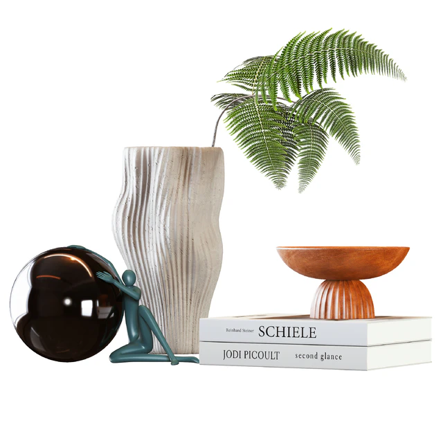 Vase and Plant Decorative Set &small sculpture — Descargar