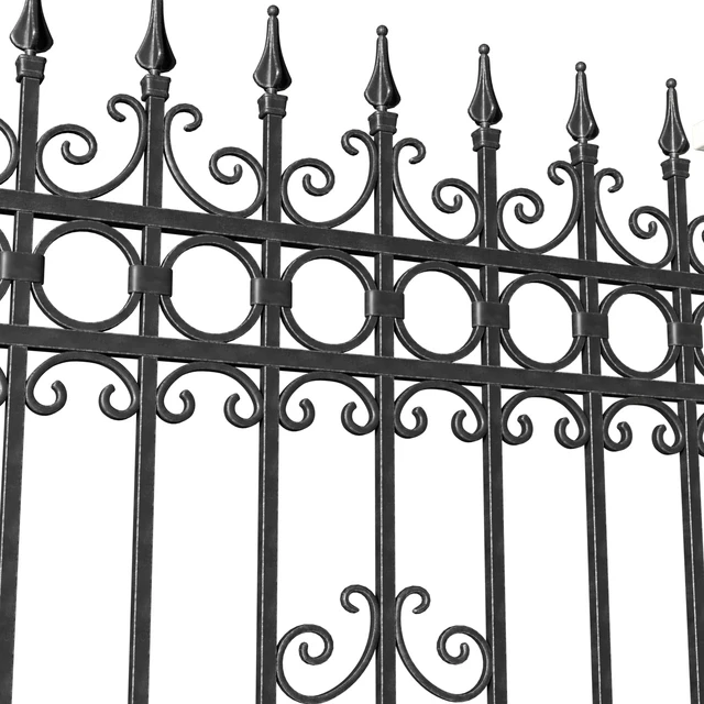 Забор в классическом стиле с кованным ограждением.Entrance Driveway Iron Gates — Скачать