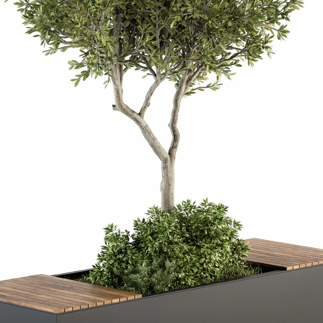 Urban Furniture / Architecture Bench with Plants- Set 23 — Descargar