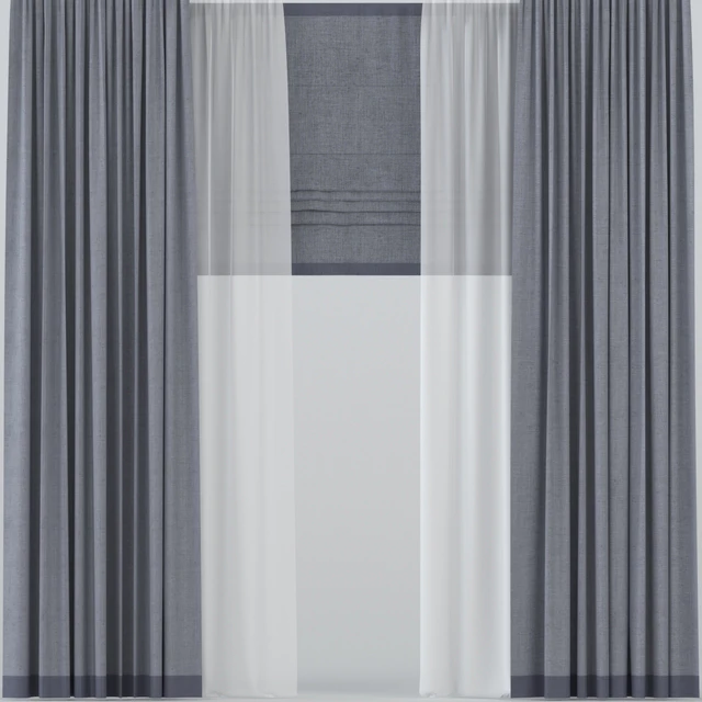 Straight curtains with tulle and roman — Descargar