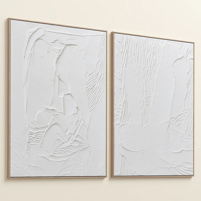 White Textural Plaster Wall Art C-438 — Скачать