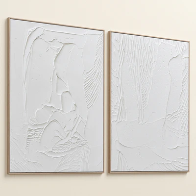White Textural Plaster Wall Art C-438 — Вид 2