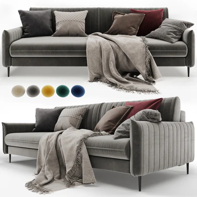 Прямой диван Сваут Velvet Beige/Mustard/Grey Barhat Blue/Emerland от Диванру — Вид 1