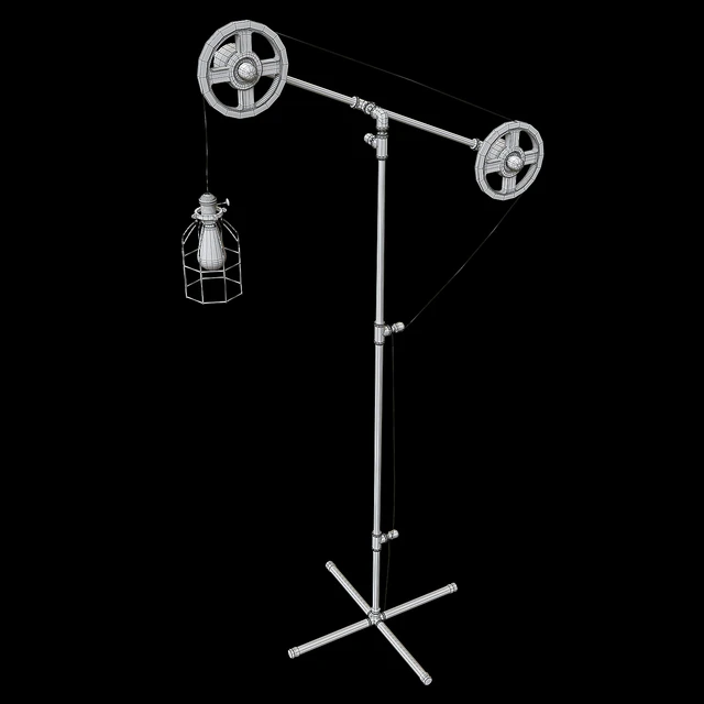West Ninth Vintage Pulley Wheel Floor Lamp — Descargar