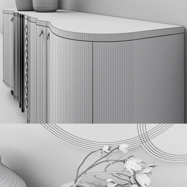 Carpanelli Mistral Sycomoro sideboard & Iride mirror set — Descargar