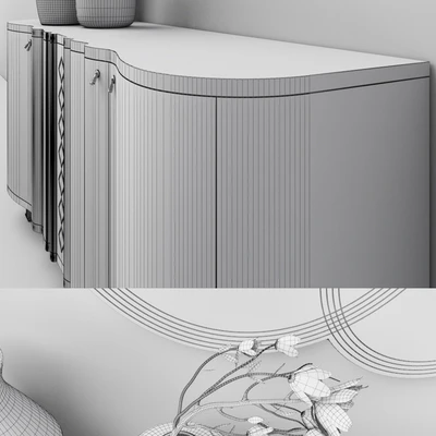 Carpanelli Mistral Sycomoro sideboard & Iride mirror set — Ver 2