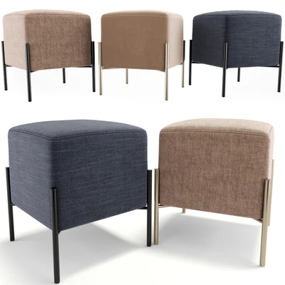 Square Black Velvet Modern Ottoman Footstool — Вид 1