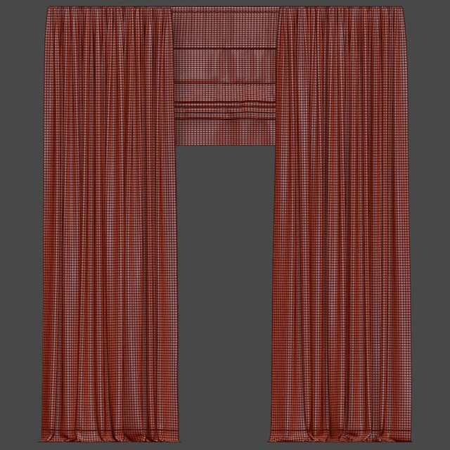 Brown curtains with tulle and roman blinds. — Descargar