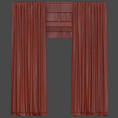 Brown curtains with tulle and roman blinds. — Ver 2