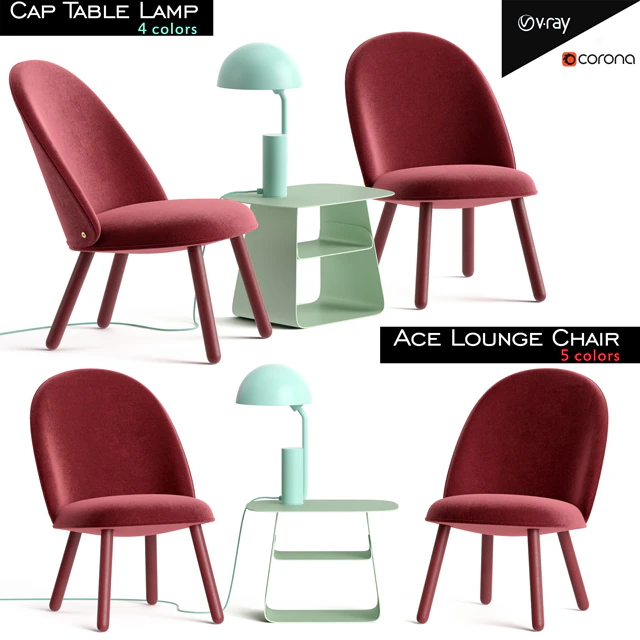Ace Lounge Chair and Cap Table Lamp — Descargar
