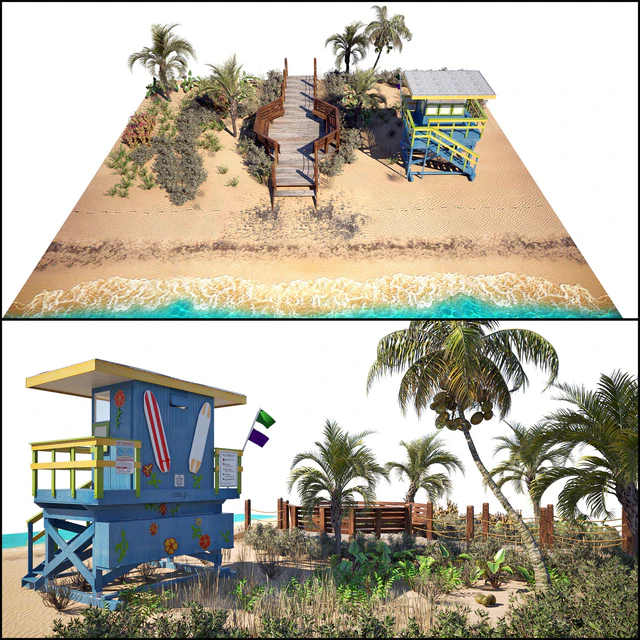 Ocean Beach set and Miami Lifeguard Hut — Download