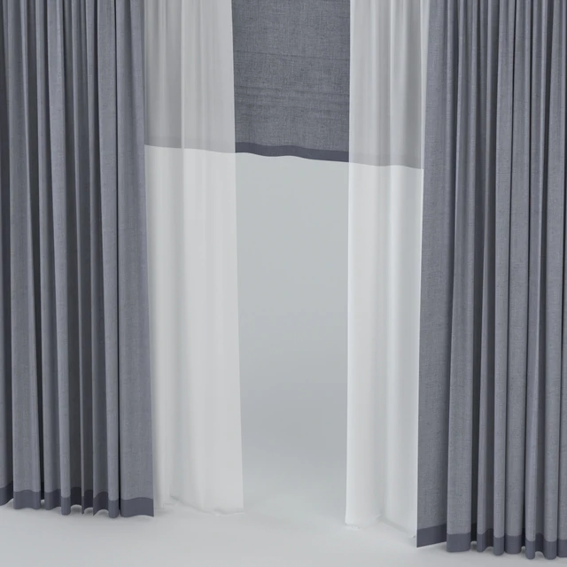 Straight curtains with tulle and roman — Descargar