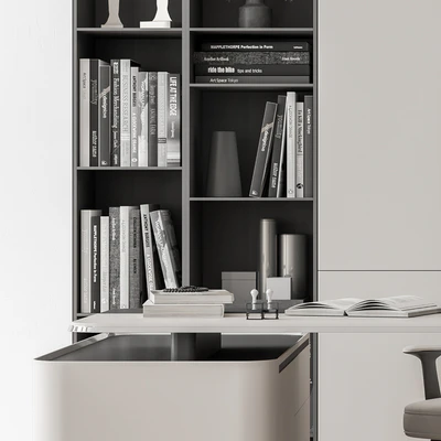 Boss Desk with Library Black and White Table - Office Furniture 285 — Вид 2