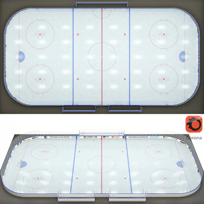 Хоккейная коробка 30x60 м. с разметкой КХЛ — Вид 1