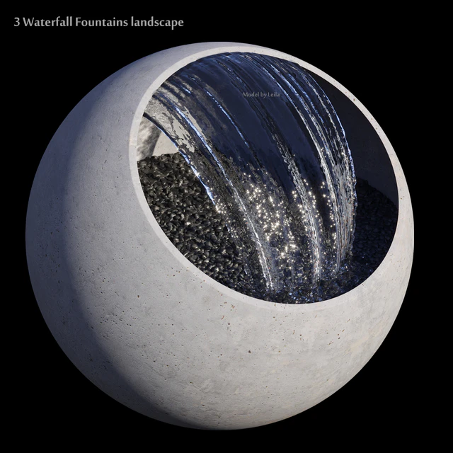 3 Waterfall Fountains Landscape — Descargar