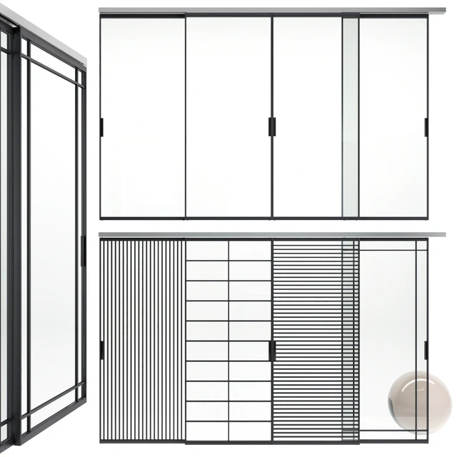 Sliding glass partitions Union in Stratus Slim profile — Download