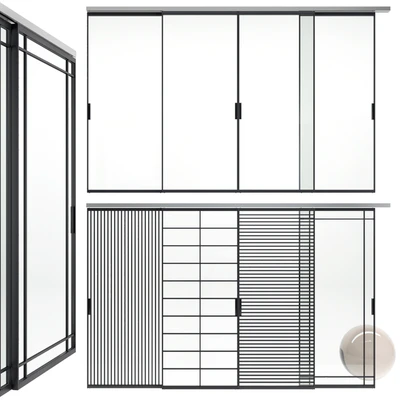 Sliding glass partitions Union in Stratus Slim profile — View 1