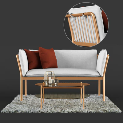 Metal Sofa and Coffee Table — Ver 2