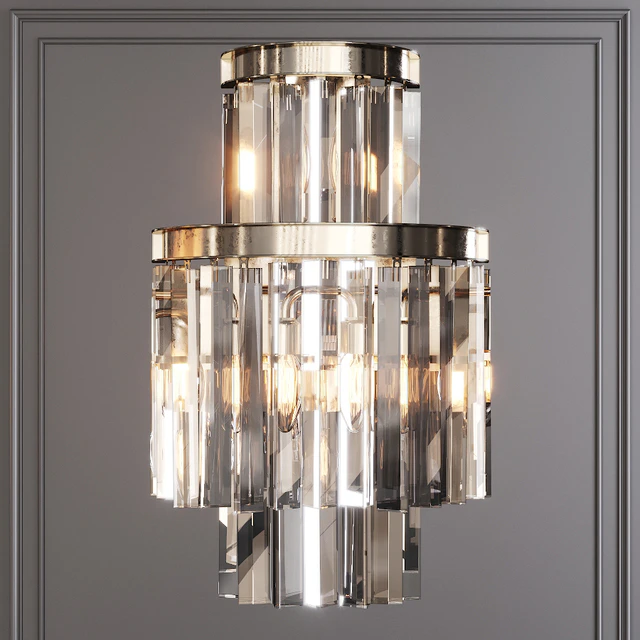 Restoration Hardware 1920S ODEON CLEAR GLASS FRINGE SCONCE 3-TIER Nickel — Descargar