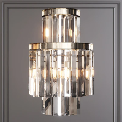 Restoration Hardware 1920S ODEON CLEAR GLASS FRINGE SCONCE 3-TIER Nickel — Ver 1
