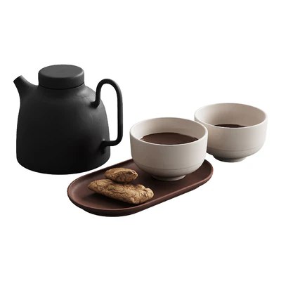 405 eat and drinks decor set 05 tea with cookies and water — Ver 2