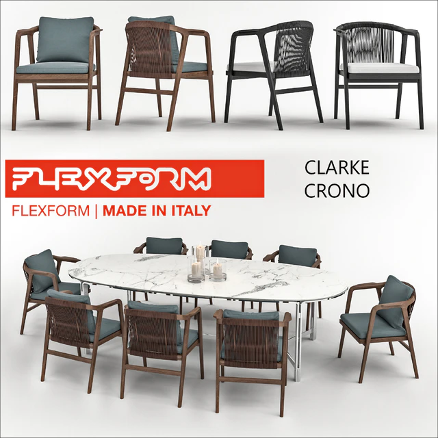 FLEXFORM table CLARKE chair CRONO — Скачать