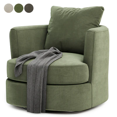 Zarren Upholstered Swivel Barrel Chair — Ver 2