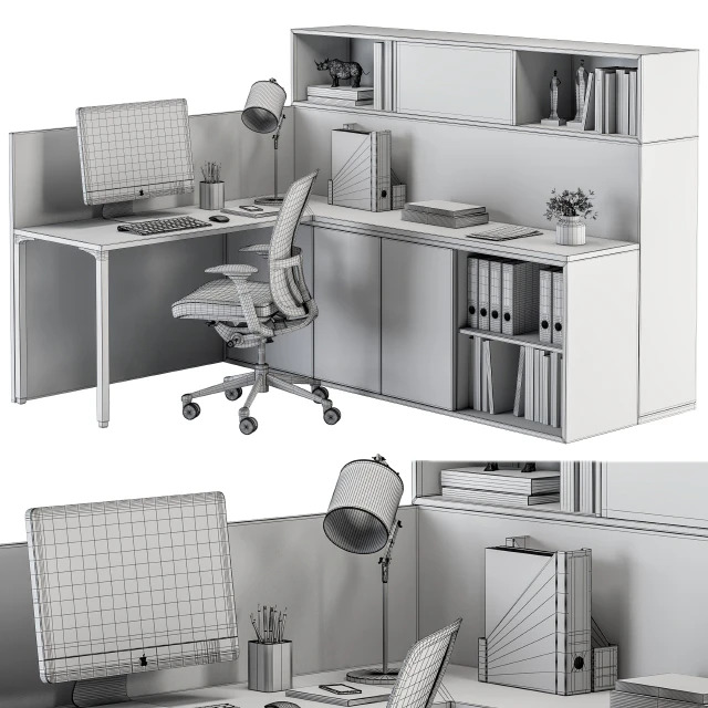 Office Furniture - employee Set 44 — Скачать