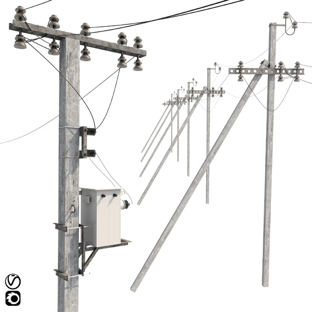 Concrete electricity transmission poles with wires — Descargar
