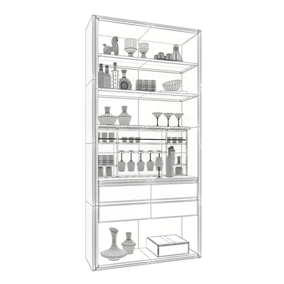Wine Cabinet With Glasses & Decoration 013 — View 2