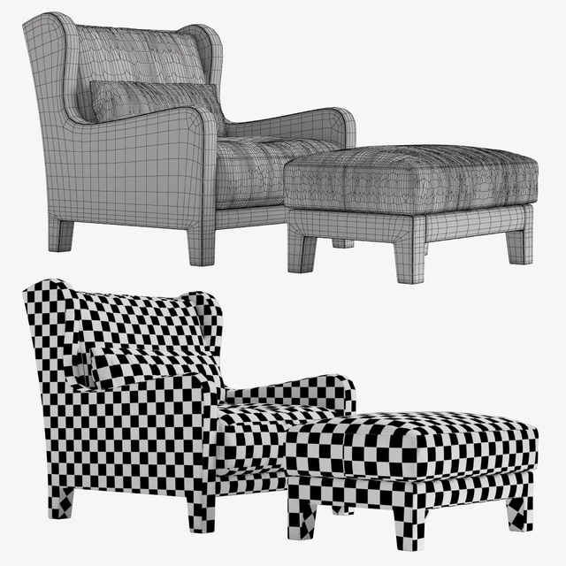 Кресло и пуф Armchair Foster Soft Meridiani h90 x l88 x d97 — Скачать