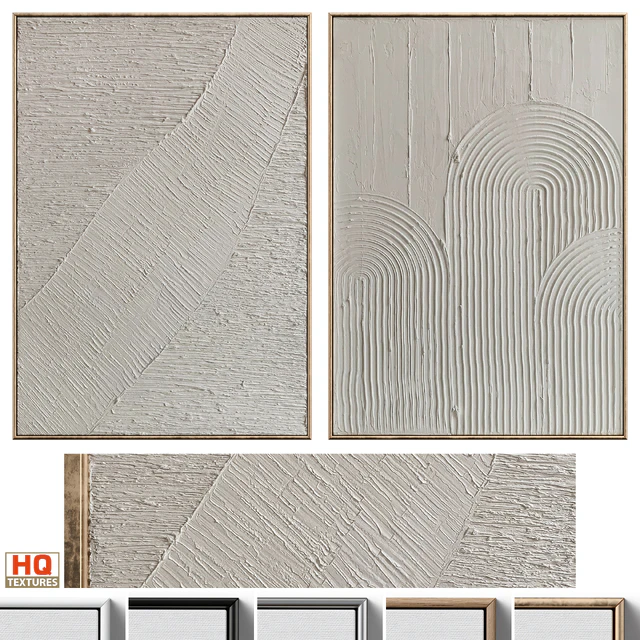 Mid-Century Beige Textural Plaster Wall Art C-460 — Descargar