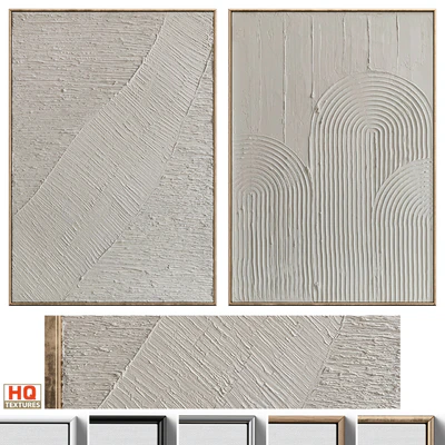 Mid-Century Beige Textural Plaster Wall Art C-460 — Ver 1
