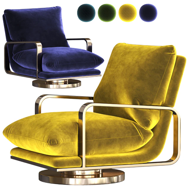 Rare Milo Baughman Brass Base Swivel Lounge Chairs Pair — Скачать