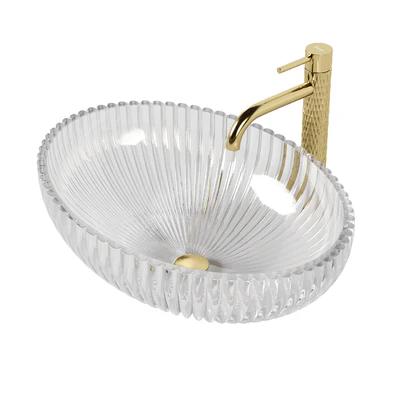 Oval cristal sink with Rea Lungo ART L.Gold mixer — Ver 3