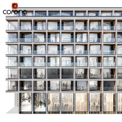 Modern residential building 06 | night + interiors — Ver 2