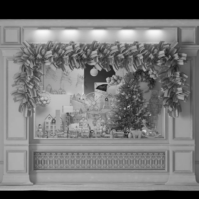 Новогодняя витрина магазина игрушек — Скачать