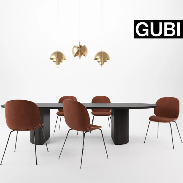 Gubi Beetle chair, Moon table, Multi-Lite Pendant — Скачать