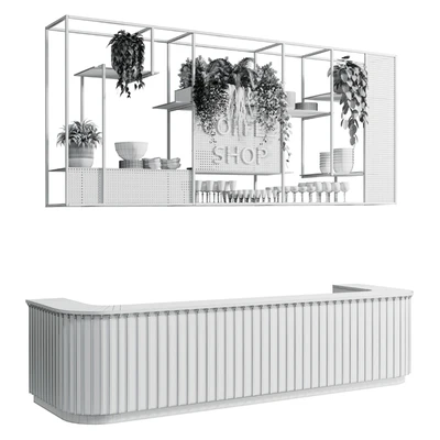 Coffee shop reception, Restaurant counter by hanging plant - 02 — Ver 3