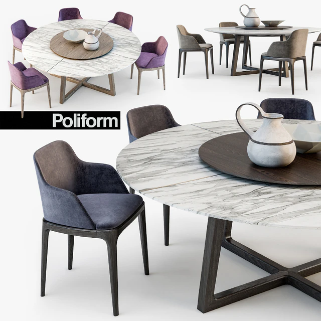 Poliform Grace chair Concorde table — Скачать