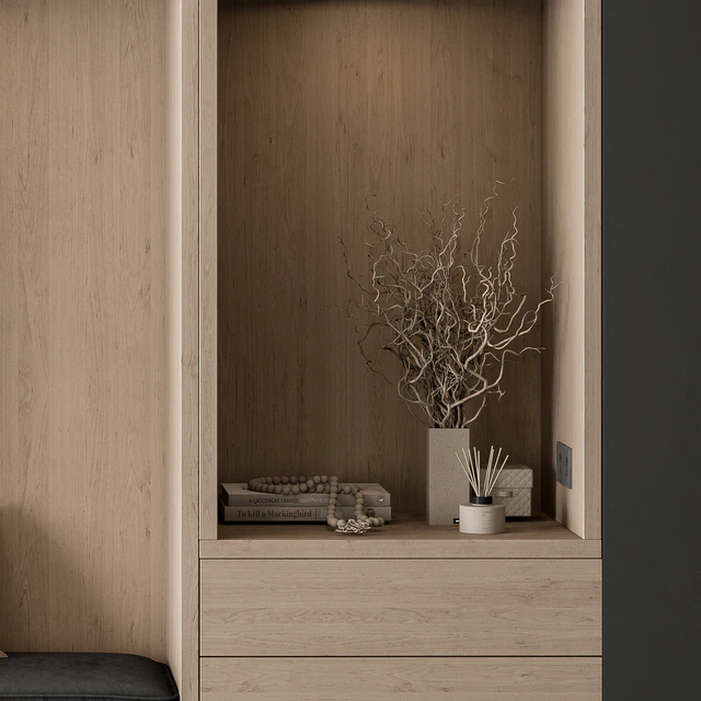 Hallway 45 - Gray and Wood Entrance — Descargar