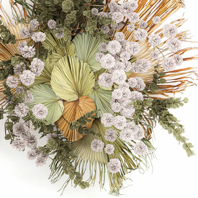Decoration and installation for the wall of dried palm leaves wedding wreath of dried flowers. 230. — Ver 6