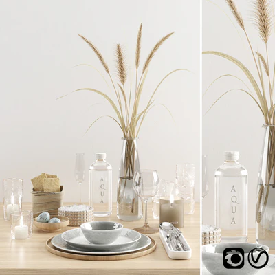 Hygge tableware with dryed grass — Вид 1