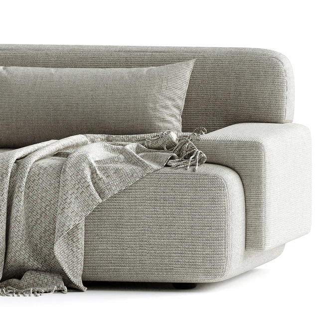 Popus Editions Lena 3 Seater Sofa in Egg Shell Off-White Como Velvet Fabric — Descargar