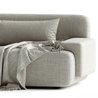 Popus Editions Lena 3 Seater Sofa in Egg Shell Off-White Como Velvet Fabric — Ver 2