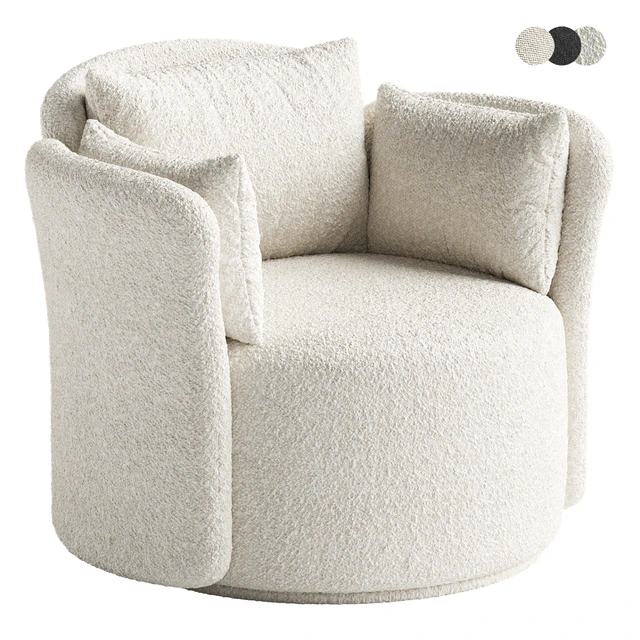 Swivel chair Lulu L black and white boucle — Descargar