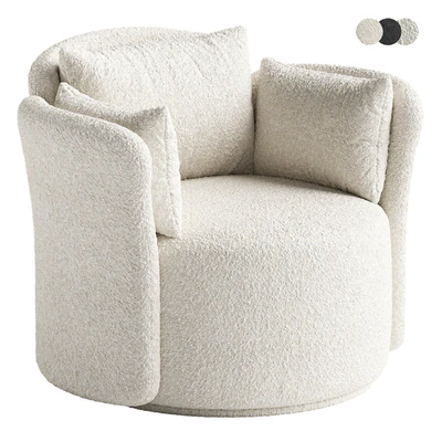 Swivel chair Lulu L black and white boucle — Ver 2