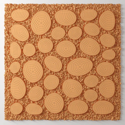 Tile square oval pebble n1 / Square oval slabs with pebbles — Ver 3