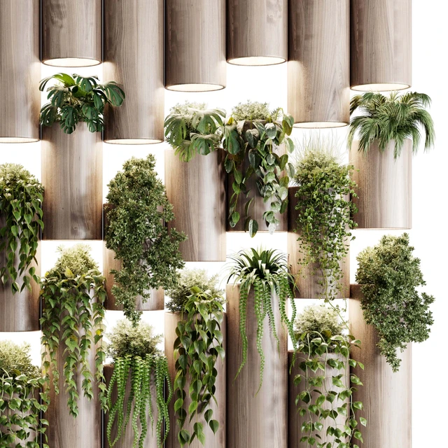 plants set partition in wooden frame- Vertical graden wall decor box 30 — Скачать